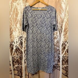 LuLaRoe XL Julia Gray and Purple Patterned Dress